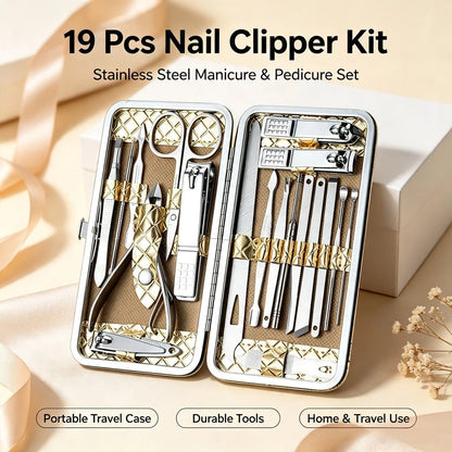 19-piece Stainless Steel Manicure and Pedicure Grooming Set