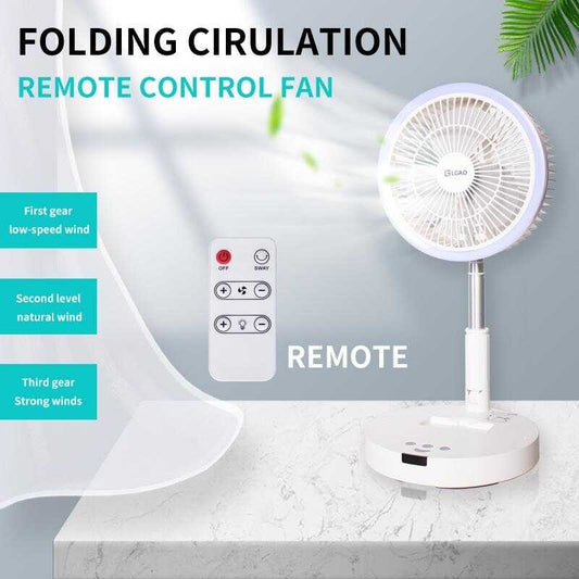 LGAO Foldable Rechargeable Fan with Light & Remote