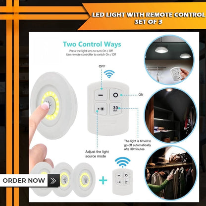 LED Pin Light with Remote Control Set of 3