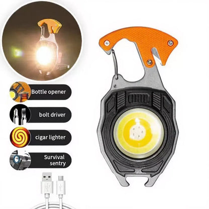 Multifunctional USB Rechargeable LED Keychain Flashlight