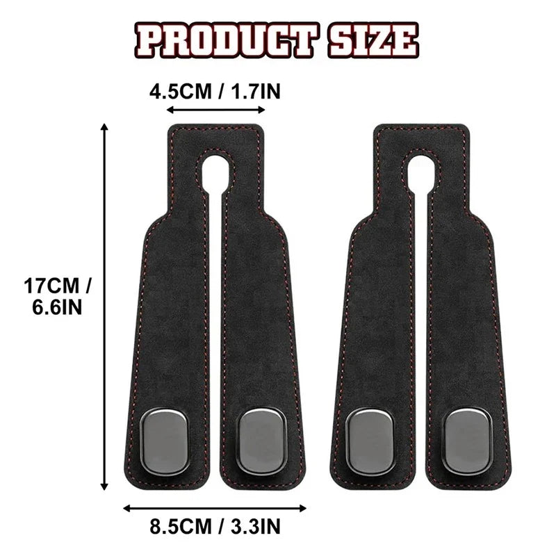 2-in-1 Suede Car Seat Headrest Hooks