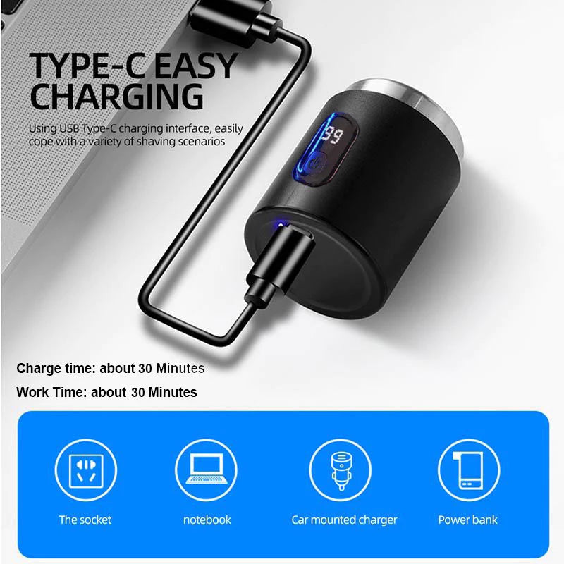 LCD Display Portable MINI Electric Shaver for Men